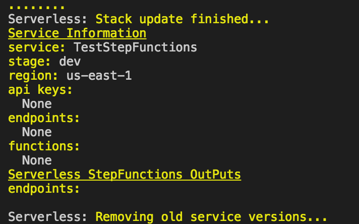 sls deploy step function